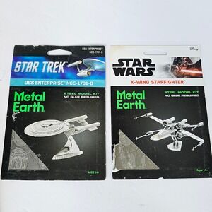 Metal Earth Star Trek Star Wars Steel Model Kit Enterprise X-Wing DIY Kit Lot 2